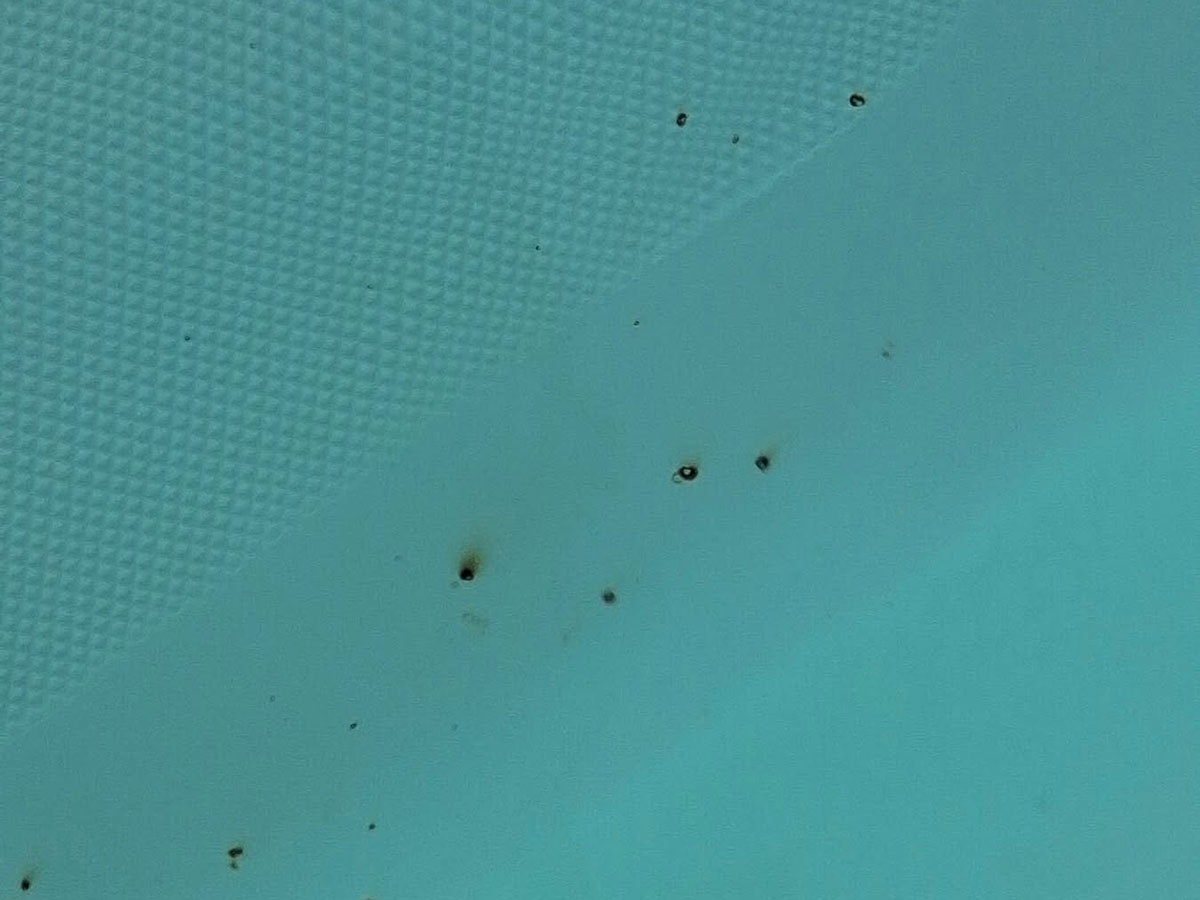 Taches sur une piscine coque polyester